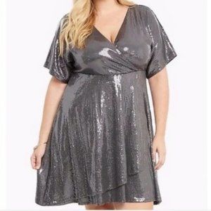Torrid Sequin Faux Wrap Dress